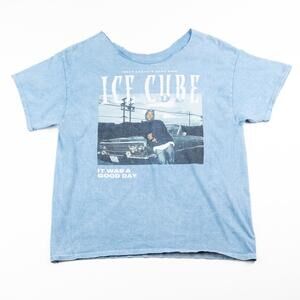 Ice Cube “It Was a Good Day” Distressed Graphic XL T-Shirt Light Blue HipHop Rap
